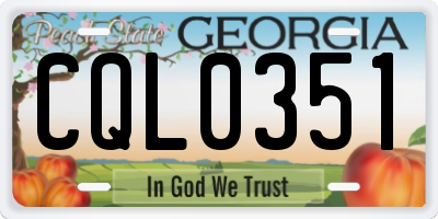 GA license plate CQL0351