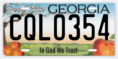 GA license plate CQL0354
