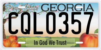 GA license plate CQL0357