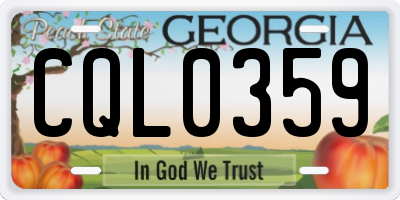 GA license plate CQL0359