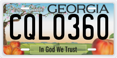 GA license plate CQL0360