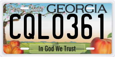 GA license plate CQL0361