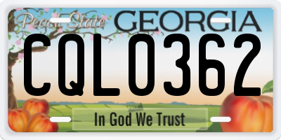 GA license plate CQL0362