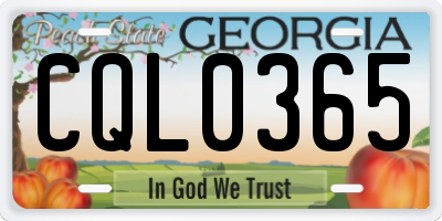 GA license plate CQL0365