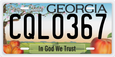 GA license plate CQL0367