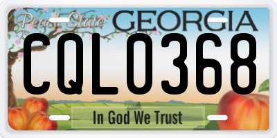 GA license plate CQL0368