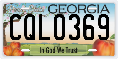 GA license plate CQL0369