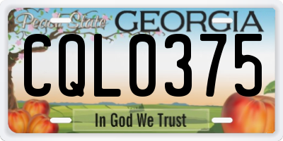 GA license plate CQL0375