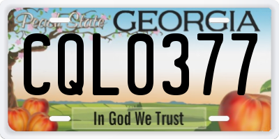 GA license plate CQL0377