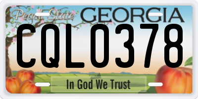 GA license plate CQL0378