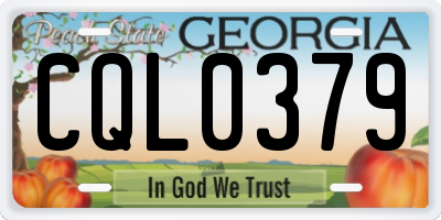 GA license plate CQL0379