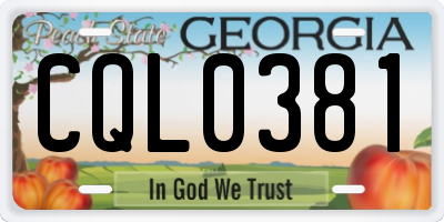 GA license plate CQL0381