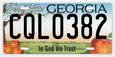GA license plate CQL0382