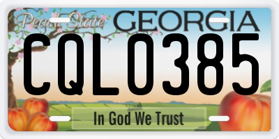 GA license plate CQL0385