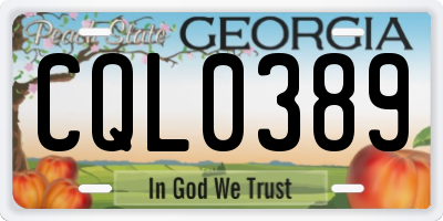 GA license plate CQL0389