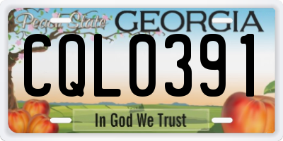 GA license plate CQL0391