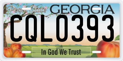 GA license plate CQL0393