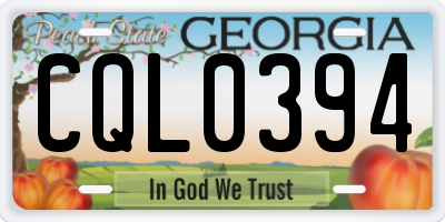 GA license plate CQL0394