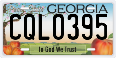 GA license plate CQL0395