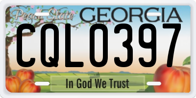 GA license plate CQL0397