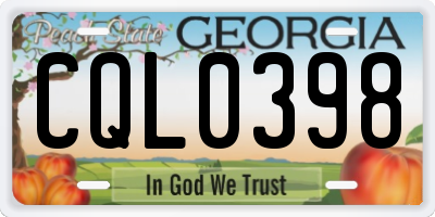 GA license plate CQL0398