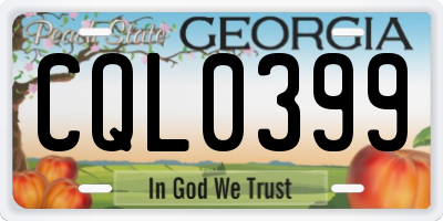 GA license plate CQL0399