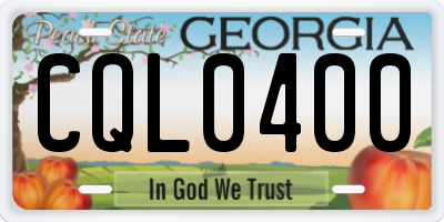 GA license plate CQL0400