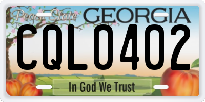 GA license plate CQL0402