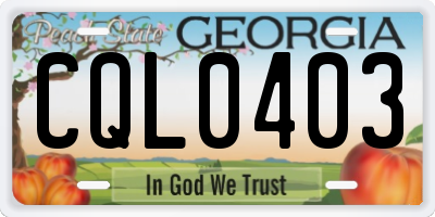 GA license plate CQL0403