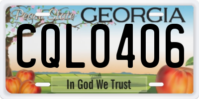 GA license plate CQL0406