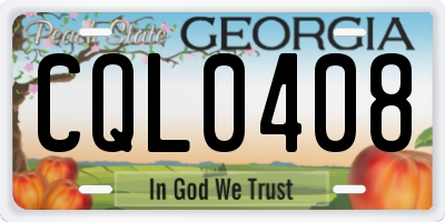 GA license plate CQL0408