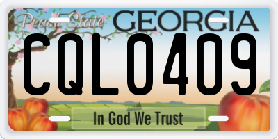 GA license plate CQL0409