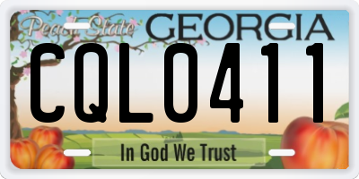GA license plate CQL0411