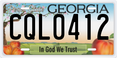 GA license plate CQL0412