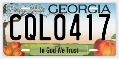 GA license plate CQL0417