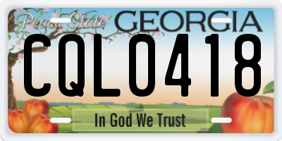 GA license plate CQL0418