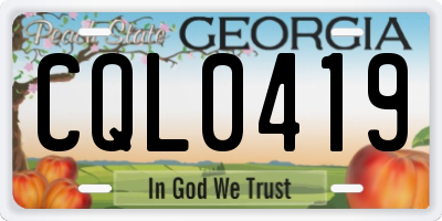 GA license plate CQL0419