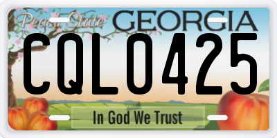 GA license plate CQL0425