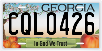 GA license plate CQL0426