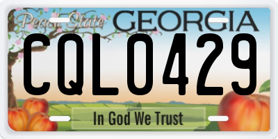 GA license plate CQL0429