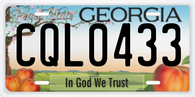 GA license plate CQL0433