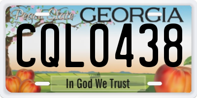 GA license plate CQL0438