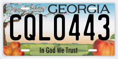 GA license plate CQL0443