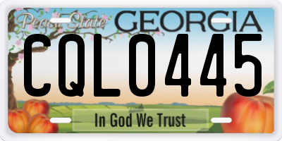 GA license plate CQL0445