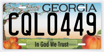GA license plate CQL0449