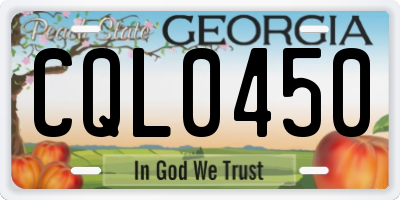 GA license plate CQL0450