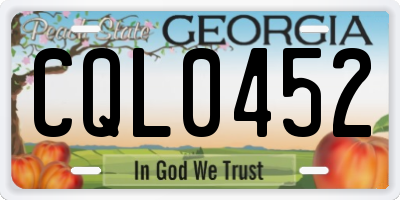 GA license plate CQL0452