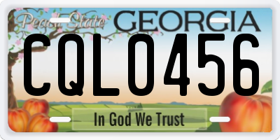 GA license plate CQL0456