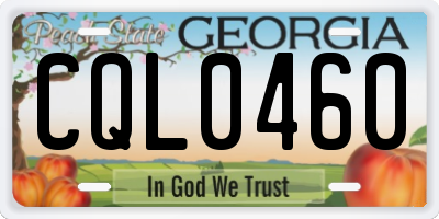GA license plate CQL0460