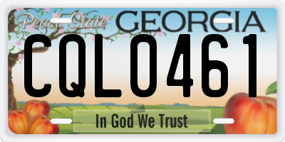 GA license plate CQL0461